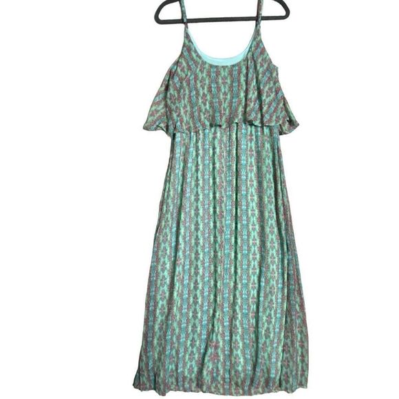 Christine Dresses & Skirts - Christine V Printed Mint Green Chiffon Flowy Maxi Dress Tribal Pattern Size M​